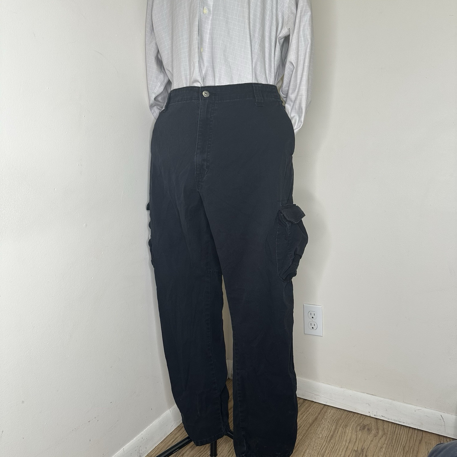 42x29 Black Tapered Flat Stretch Slacks Trousers