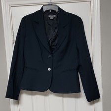 Ann Taylor Women s Black Solid Blazer Button Front Long Sleeve Lined Size 12