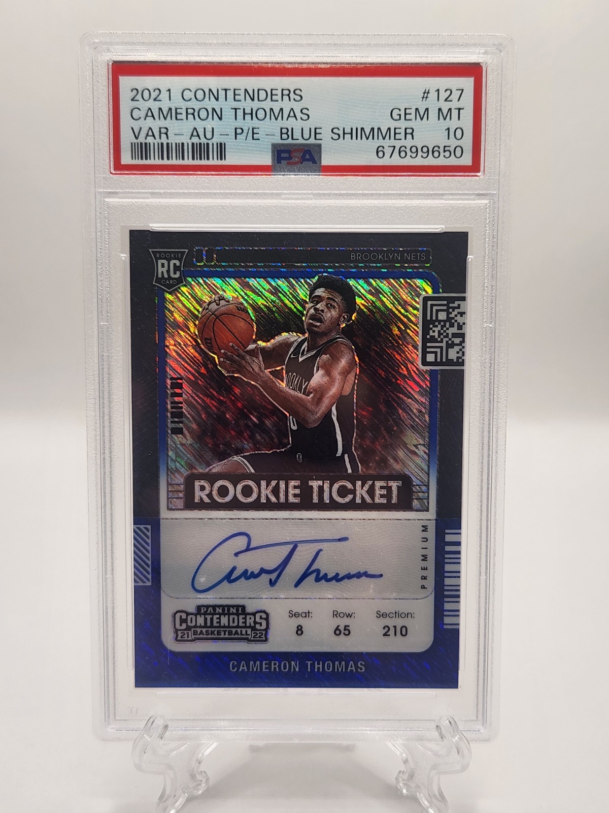 Cam Thomas Brooklyn Nets 2021 Contenders Variation Auto Blue Shimmer FOTL /20 PSA 10 POP 3 