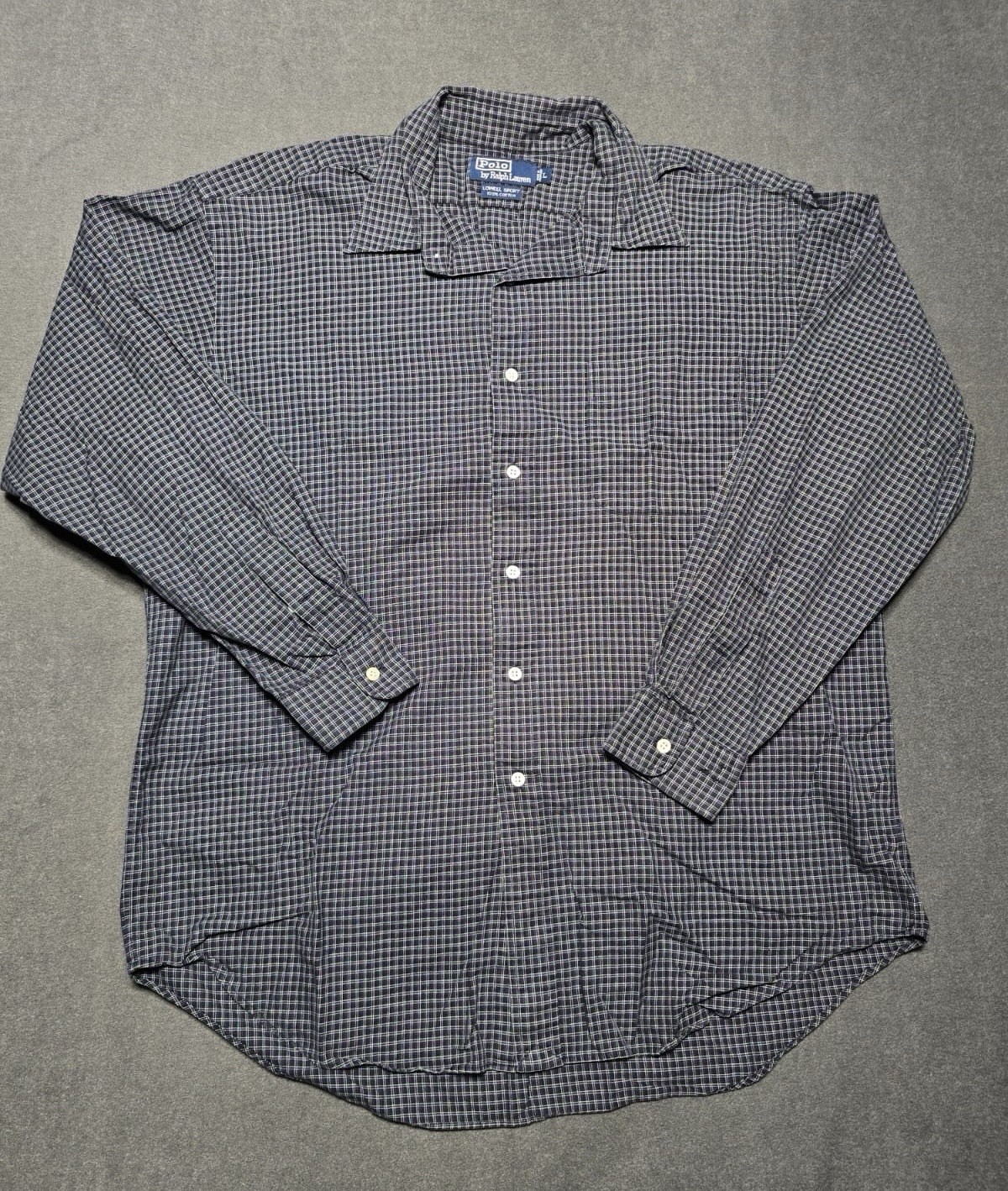 Polo Ralph Lauren Shirt Mens Large Black Plaid Lowell Sport Black Pony Logo L/S