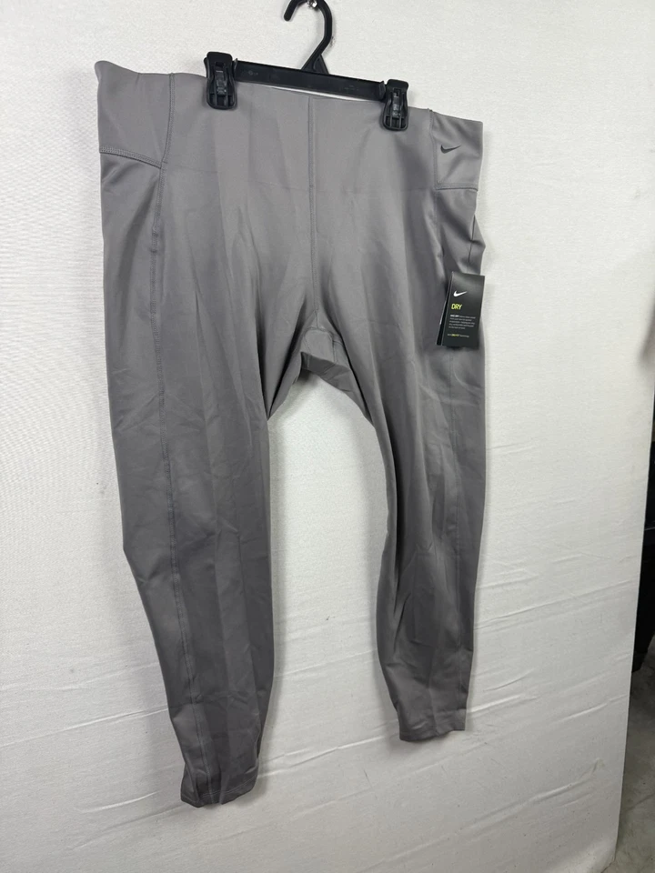 Nike Leggings Mujer 3X Gris Dri-Fit Cintura Alta Rendimiento Pull On Apretado Recortado Foto 2 de 4
