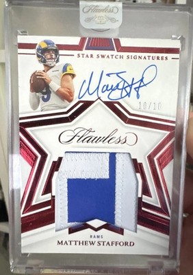 2022 Panini Flawless - Star Swatch Signatures Matthew Stafford #SSS-25 Ruby /10