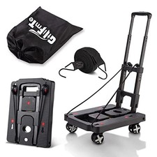 Foldable Hand Truck Luggage Cart, 4 Wheels, 300 lb Capacity, Black