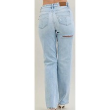 Judy Blue Womens Distressed Straight Leg Jeans Light Wash Denim Size 7/28 NEW