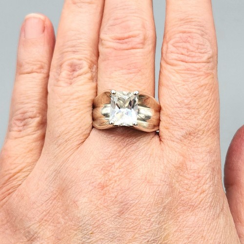 Modernist Sterlingsilber Radiant Cut CZ erhabener Solitärring Größe 10 7,3 g - Bild 2 von 15