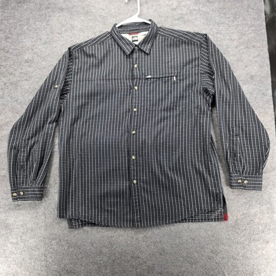 North Face Shirt Mens XL Black Gray Plaid Long Sleeve Button Up Outdoor Hiking