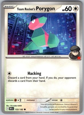 Team Rocket's Porygon 153/182 Common Destined Rivals Pokemon Near Mint