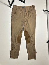 Ralph Lauren Wool Blend Jodhpur Riding Pants Beige Suede Patch Equestrian Size 8