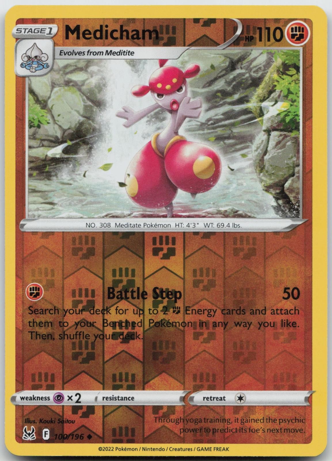 Medicham 100/196 Uncommon Lost Origin Pokemon Reverse Holo Near Mint