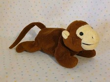 Vintage Floppy Brown Cream Face Monkey Stuffed Animal Beanbag Plush Toy 9"