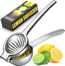 Metal Lemon Squeezer Handheld Citrus Press Easy Manual Juicer Silver