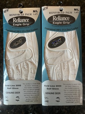 Reliance Eagle Grip Gold Line 2000 Golf Glove Genuine Deer Med/L Left Lot Of 2