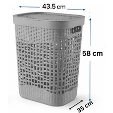 40-60L Large Plastic Laundry Basket Clothes Washing Bin Hamper Storage Organiser