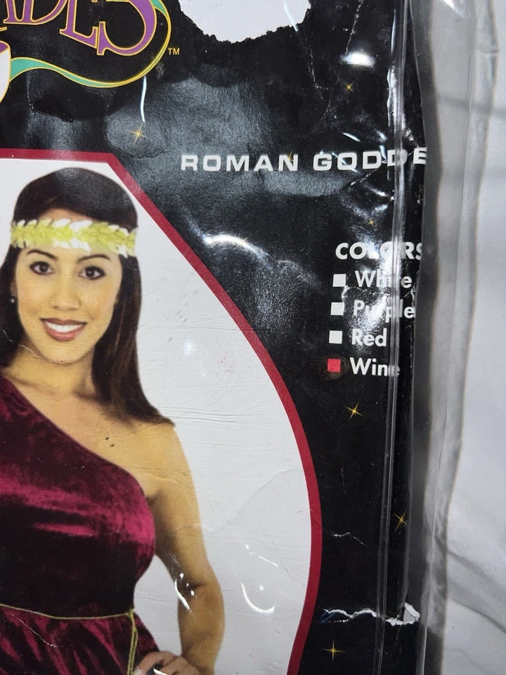 Disfraz de Diosa Romana Charades Adulto Vino Terciopelo Un Hombro Vestido Diadema Foto 4 de 4