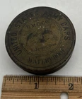 US Army Brass Caps in Metal Tin Bridgeport Connecticut Antique 100 U.M.C.C.O.