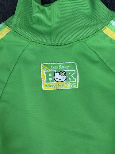 Hello Kitty Sanrio Kids Small track Jacket Neon Green Yellow Rare Y2K 2000s - Picture 3 of 6