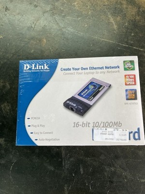 D-Link CardBus10/100 Fast Ethernet PC Card DFE-690TXD Integrated Jack. Open Box