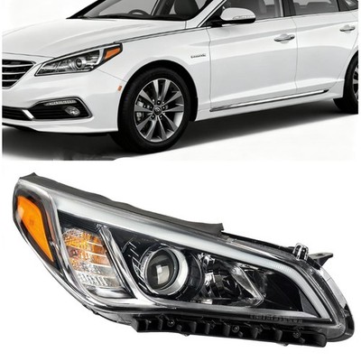 PHILTOP Headlights Assembly Compatible with 2015 2016 2017 Hyundai Sonata, Black