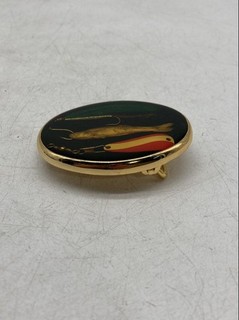 Von West Gold Plated Brass Fishing Lure Motif Oval USA Belt Buckle