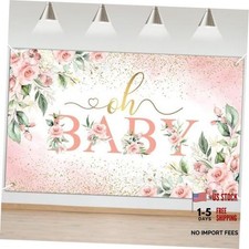 Oh Baby Backdrop for Girl Floral Oh Baby Background Girl Baby 6x3.6ft Pink
