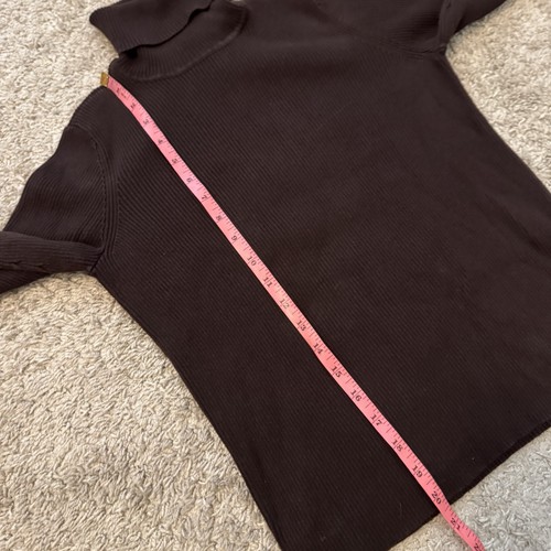 Ralph Lauren Turtle Neck Sweater Women Petite Medium P/M Brown Ribbed LS Logo - Picture 5 of 8