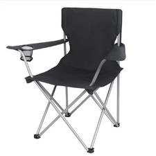 Ozark Trail Basic Quad Folding Camp Chair with Cup Holder, Black .New