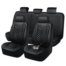 3D Foam Faux Leather Car Seat Covers,Waterproof Leather Full Set All Black