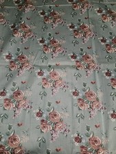 Pretty Rose Print Allover On Blue Crisp COTTON Fabric 5.5 Yards X 45" Wide