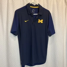Nike Dri-Fit University of Michigan Mens Polo Shirt - MENS Medium Navy Blue