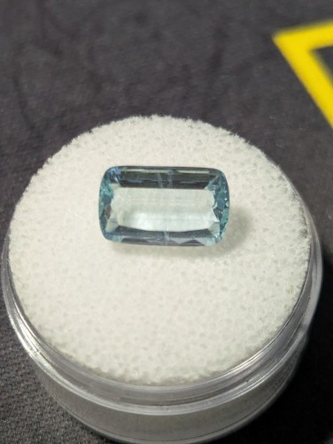 3.18 Carat Natural Blue Aquamarine Loose Gemstone Emerald Cushion Cut