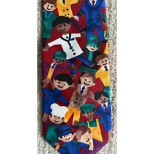 Save the Children Dads Novelty Silk Tie Multi Color Sarah Age 12 USA Made