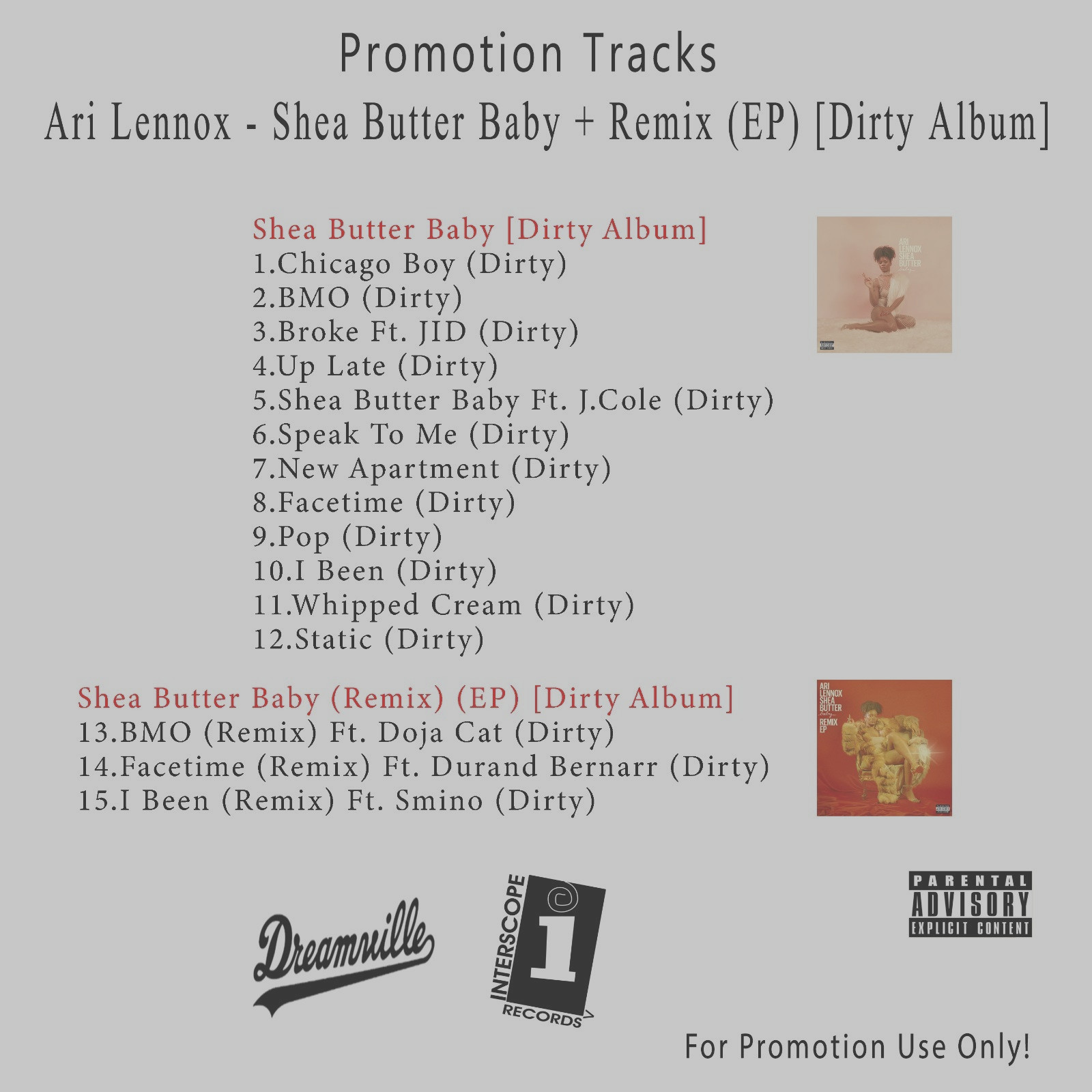 R&B/Soul.. White CD. Ari Lennox - Shea Butter Baby + Remix (EP) [Dirty Album]