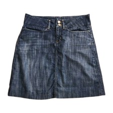 Banana Republic Denim Jean Short Skirt Women's Sz 6 Front Zip Pockets Buttons