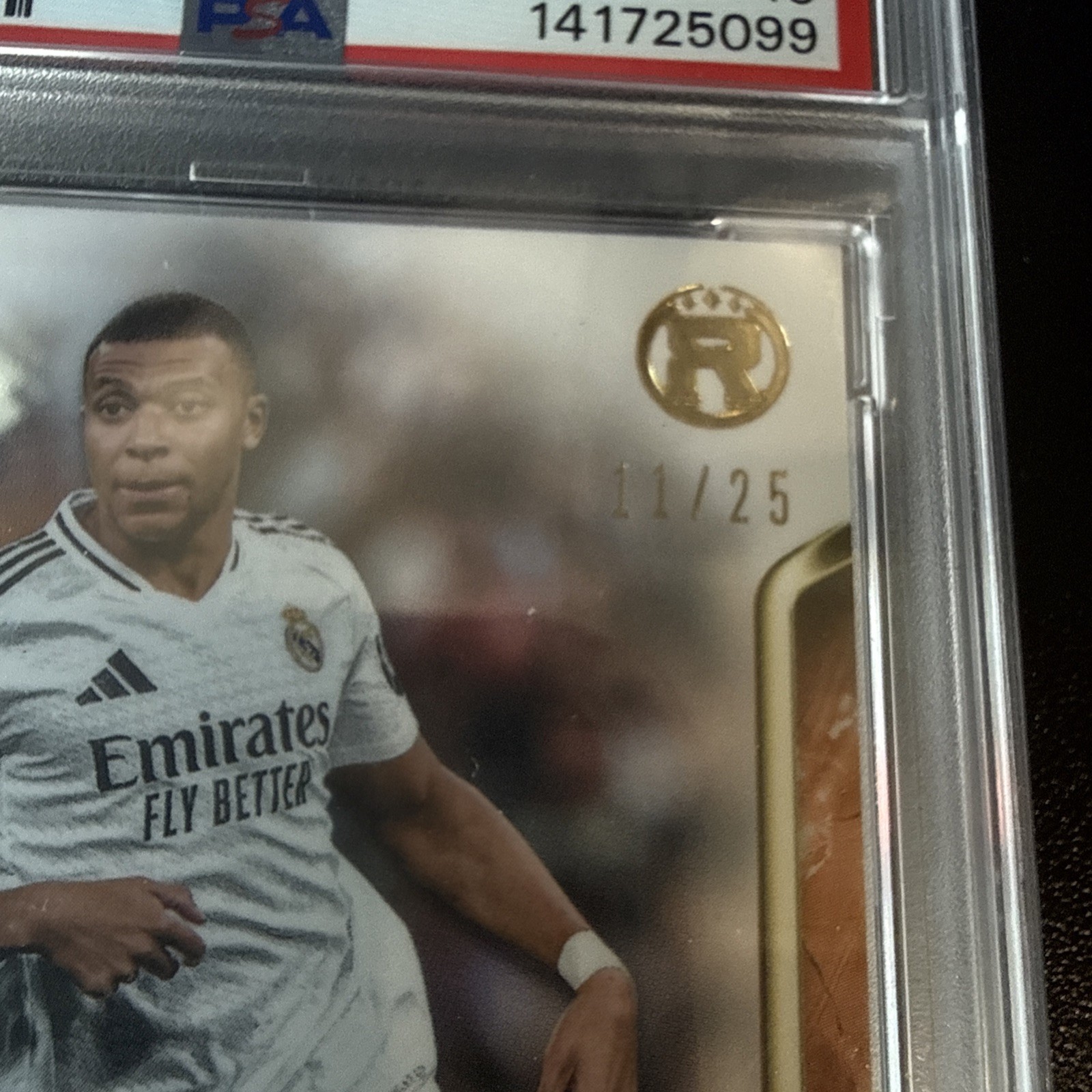 2024-25 Topps Reverence UEFA Kylian Mbappe Orange #/25 Real Madrid PSA 10 view 3
