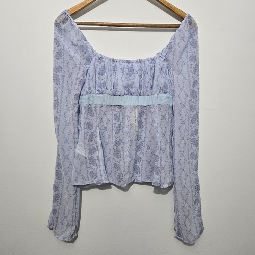NWT Kimchi Blue Phoebe Babydoll Top Sz XS Fairy Boho Cottagecore Festival Sheer - Picture 4 of 12