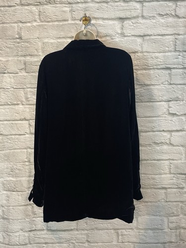 Chaqueta Blazer Free People Yesterday's Muse Luxe Terciopelo Abierto Relajado Negra Talla L - Imagen 8 de 11