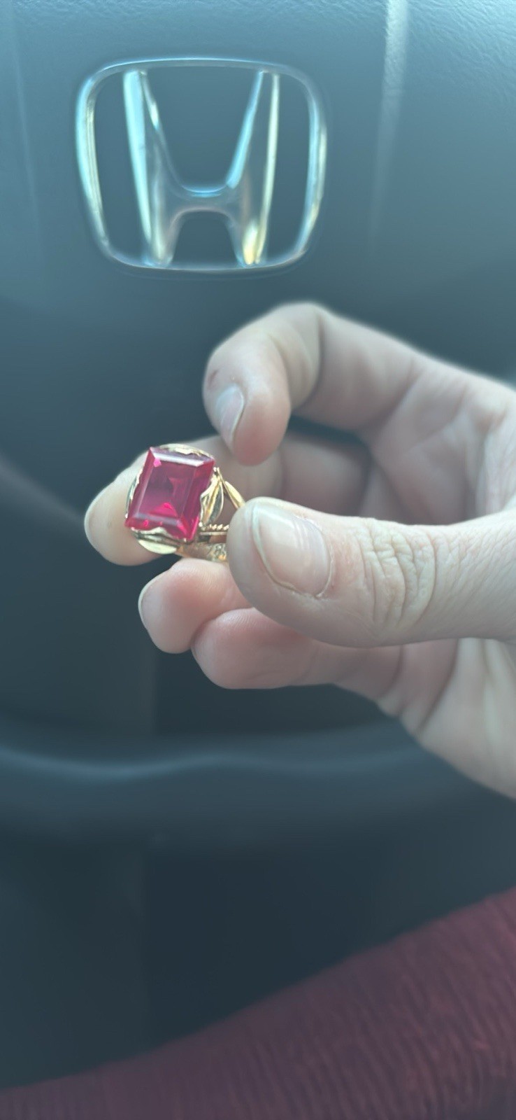 1940s 18k Gold Lab Created Ruby Ring - image 2