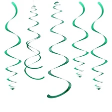 Green Party Hanging Swirl Decorations Plastic Streamers Ceiling Supplies 28 Pack