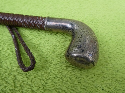 Alte Reitgerte Reitpeitsche mit Silbergriff gestempelt M - Bild 11 von 13
