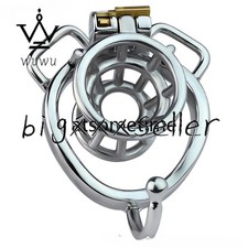 Metal Chastity Cage Men Lock Inverted Cage Open Ended Stainless Steel