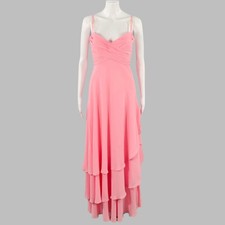 ESCADA COUTURE Size 2 Pink Gold Silk Ruched Layered Evening Gown