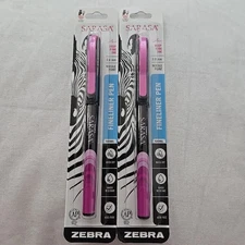 Set of 2 Zebra Sarasa Fineliner Pens 0.8 mm Needle Point Deep Pink New