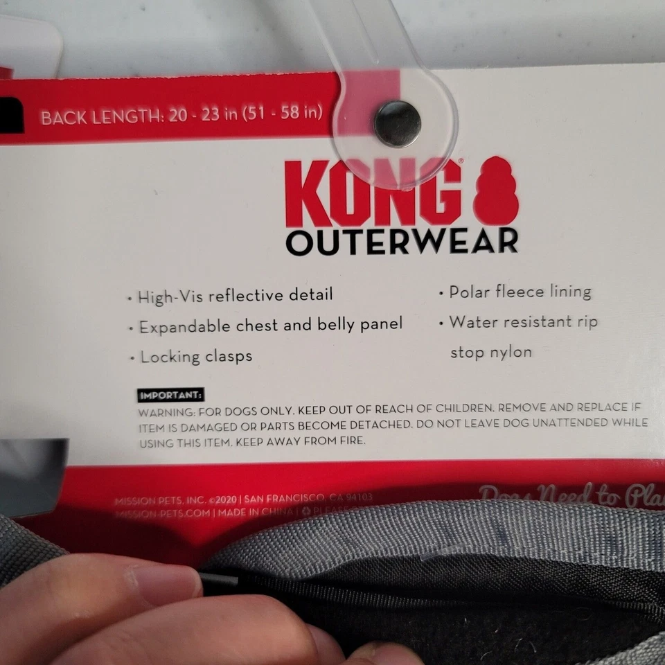 KONG Outerwear Rip-Stop Manta Chaqueta Resistente al Agua Reflectante Negro L 20-23" Foto 2 de 3