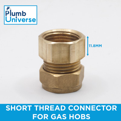 15mm x 1/2'' BSP Messing Innengewinde KURZGEWINDE für Gaskochfelder Kochfeldanschluss