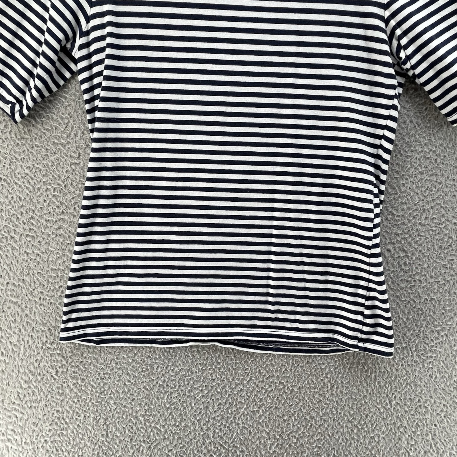 Gap Top Women Medium White Blue Striped Stretch Extensible Essential Comfort