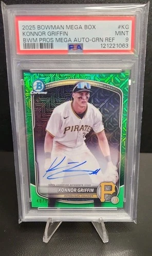 2025 Bowman Konnor Griffin Chrome Auto Mega Box Green Refractor #/99 PSA 9