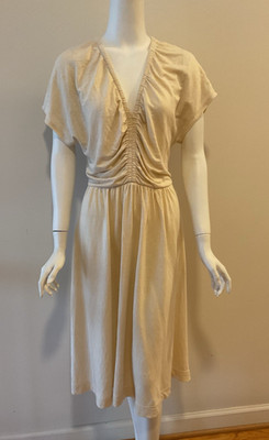 MAX MARA Leisure  Ivory/off-white cotton/ linen Jersey Short Sleeve Dress-sz L