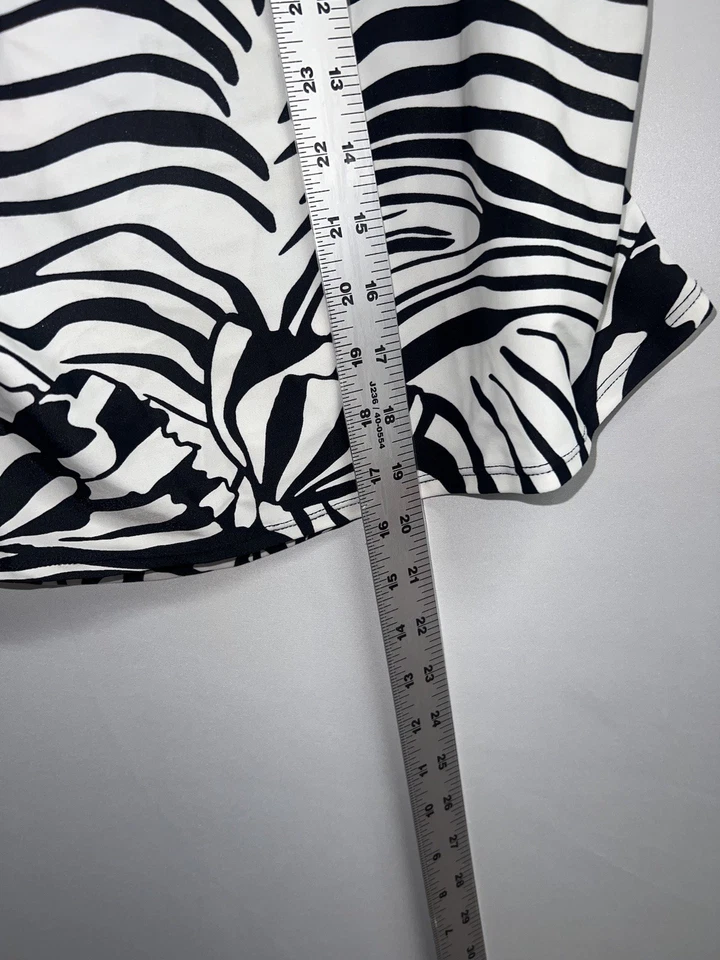 Танкини Jaclyn Smith плюс размер 22 Вт черно-белый анималистический принт зебра галстук с бретелью через шею - Изображение 4 из 4