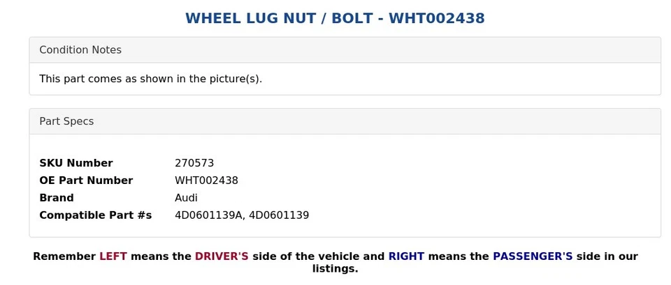 PORCA/PARAFUSO DE RODA - WHT002438 - Imagem 3 de 3