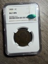 1800 1c AG 3 Draped Bust Cent NGC CAC 1800/79